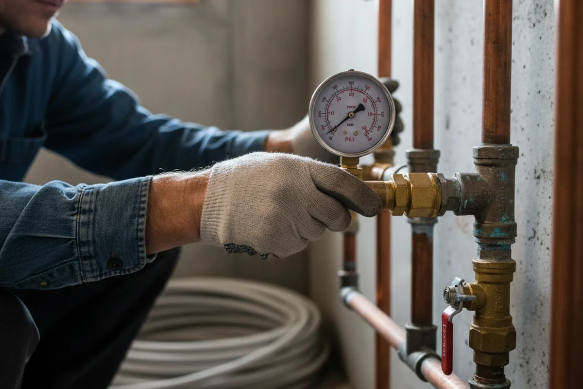 Pressure testing a repaired line during Water Line Repair in Mountain View